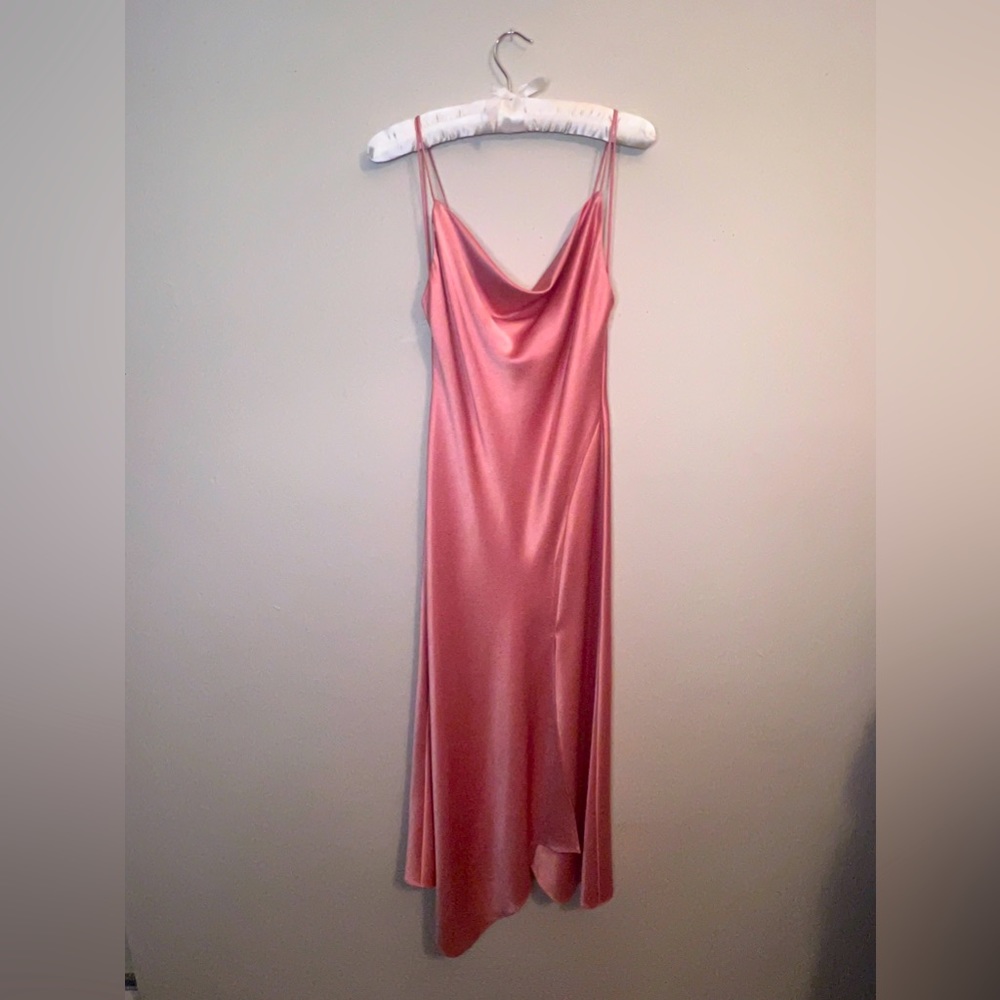 || ALICE + OLIVIA || SILK GOWN || PROM || FORMAL MIDI GOWN || CHAMPAGNE PINK ||